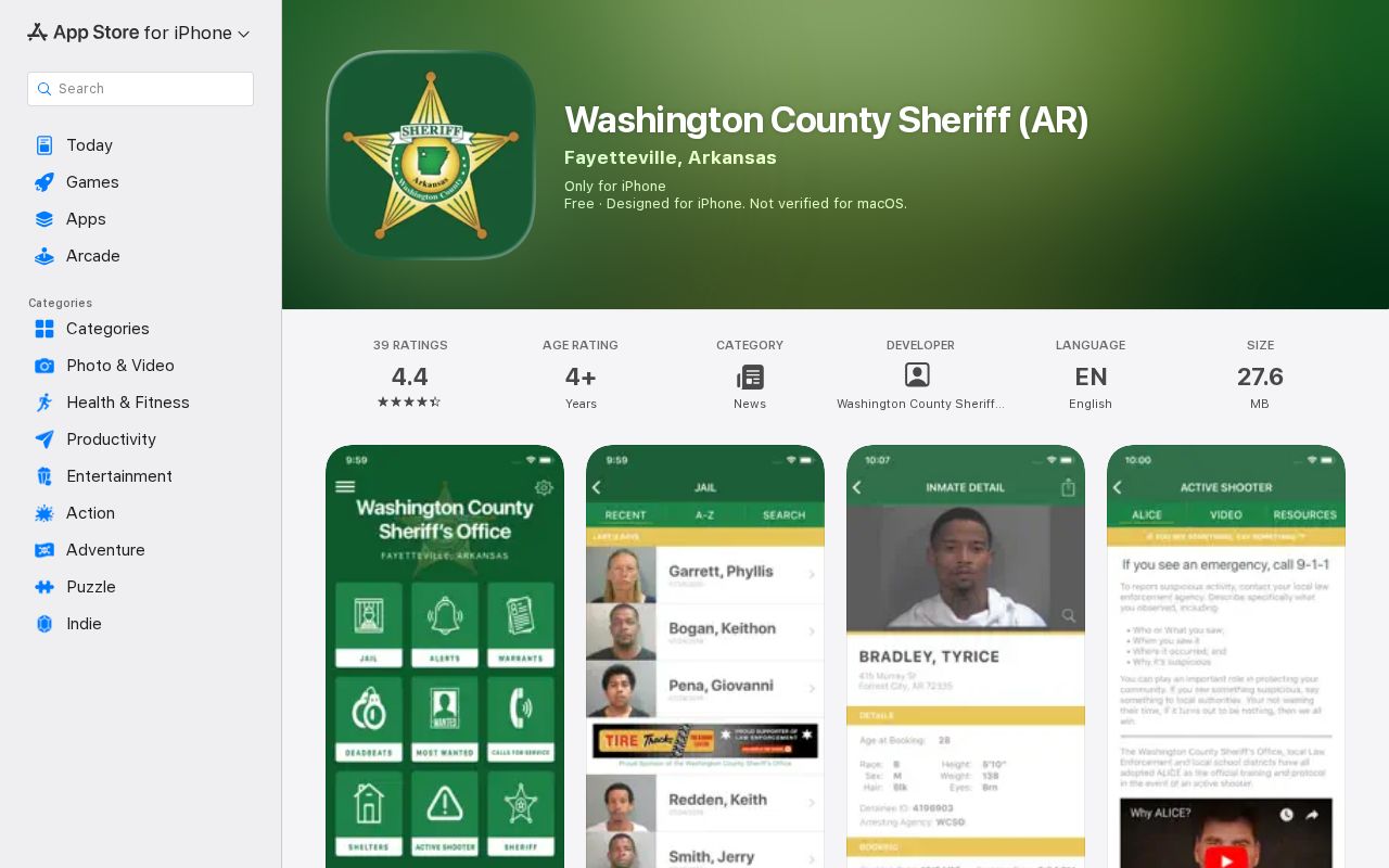 Washington County Sheriff official app for recent arrests and roster access